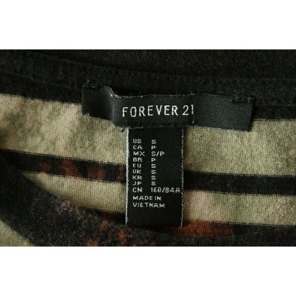 Forever 21 Top Camo Print Striped Short Sleeves Womens SMALL - Picture 4 of 4